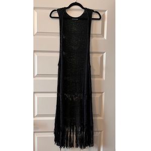 Womens long fringe vest